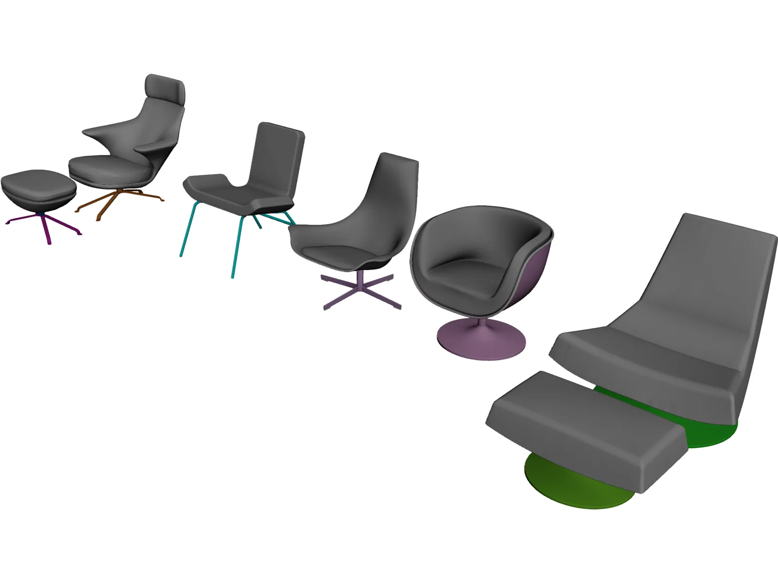 Chairs 3D Model main preview