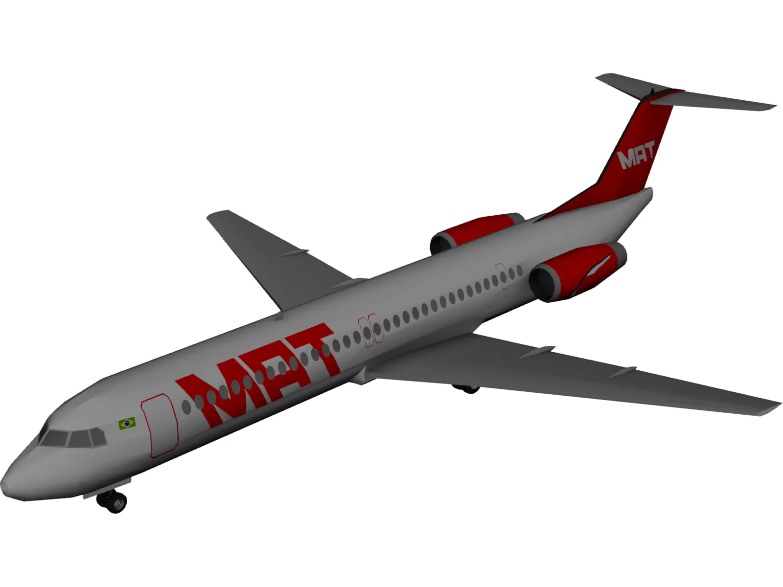 Fokker 100 TAM Brasil 3D Model main preview