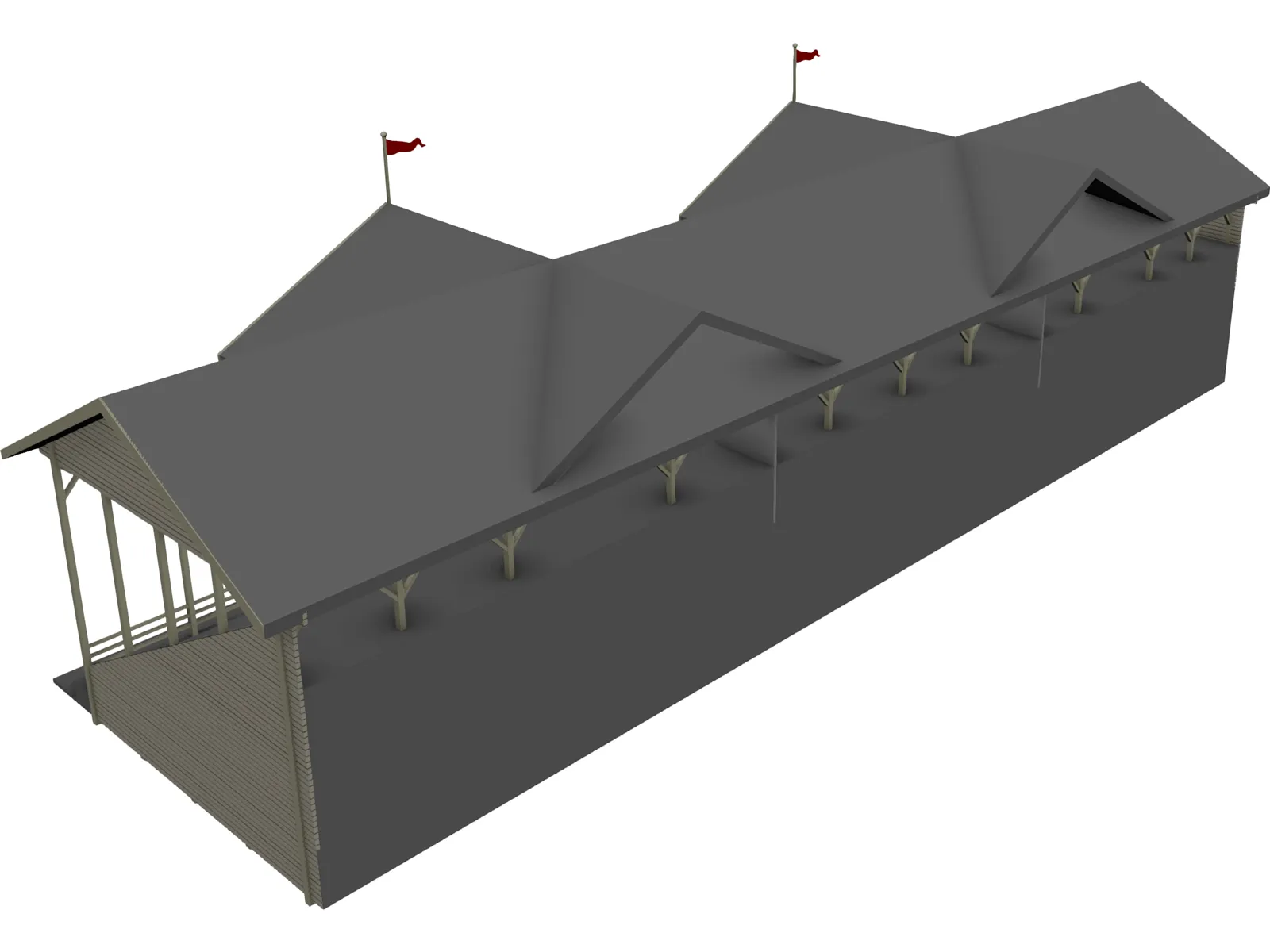 Cricket Stadium Spectator Stand 3D Model main preview