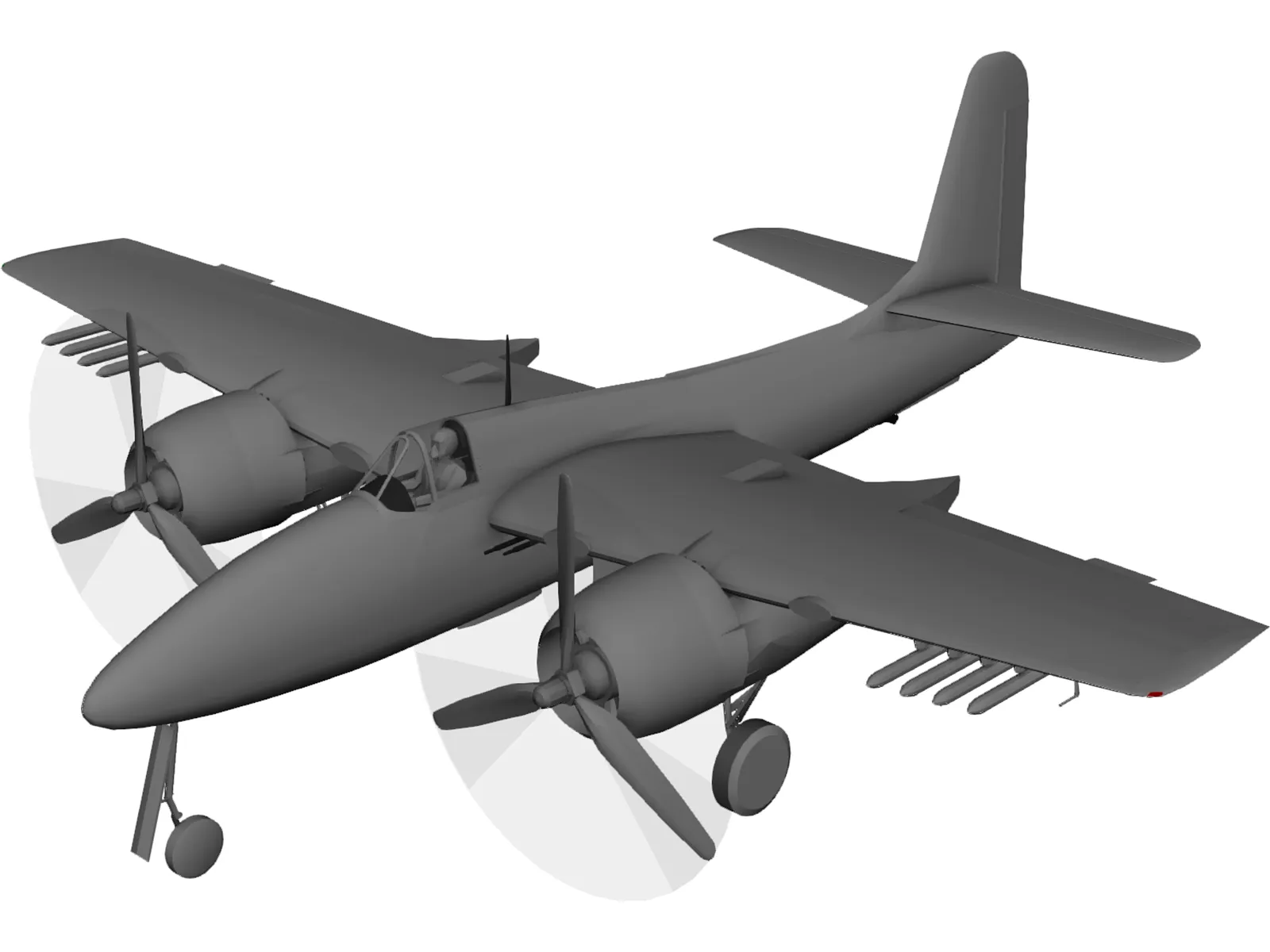 Grumman F7F Tigercat 3D Model main preview