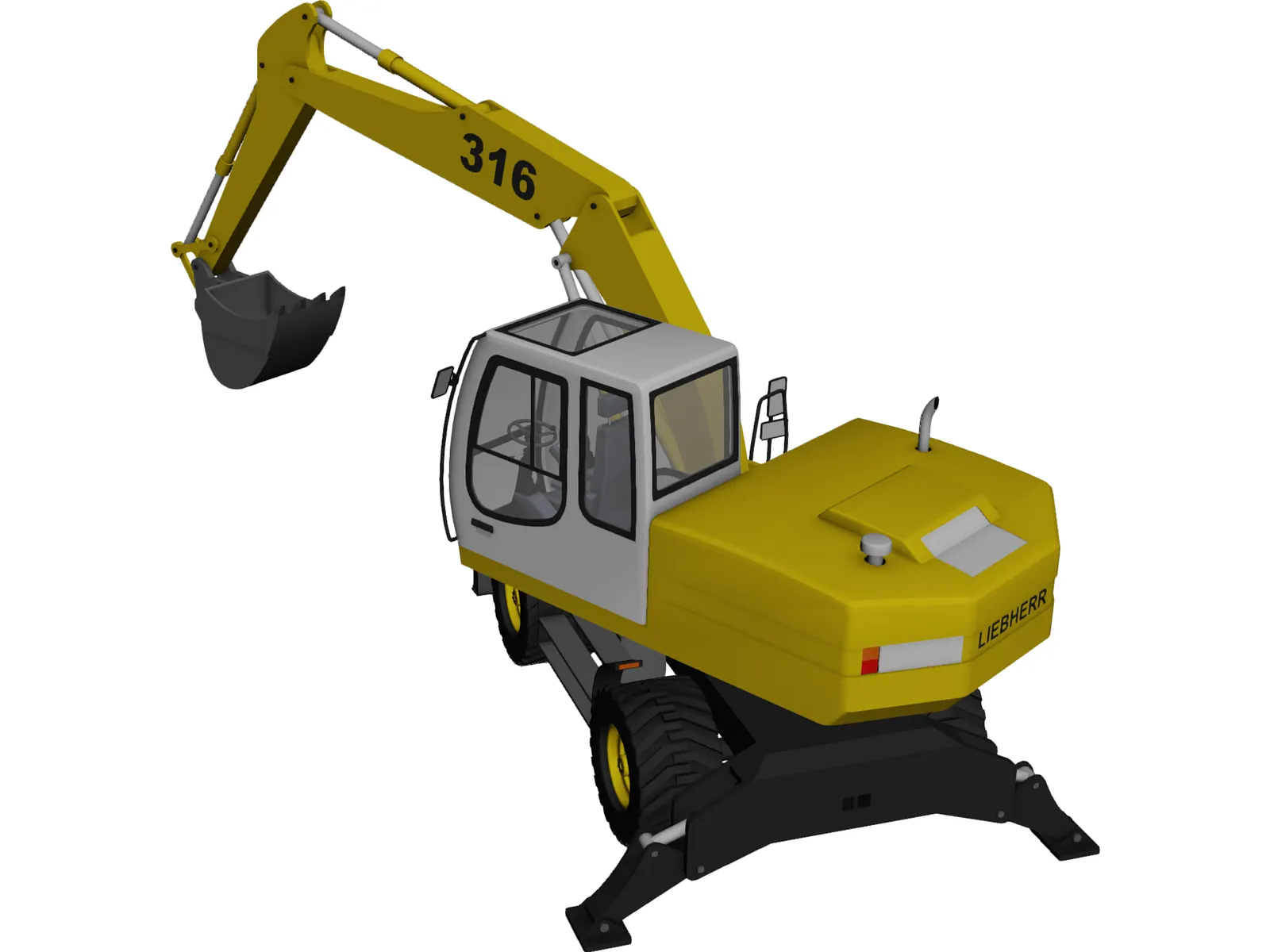 Liebherr Excavator 3D Model main preview