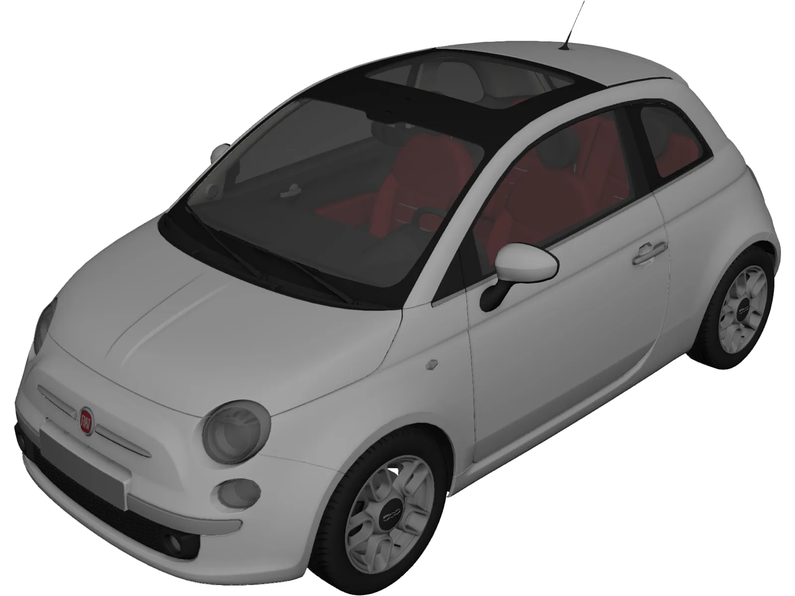 Fiat 500 3D Model main preview