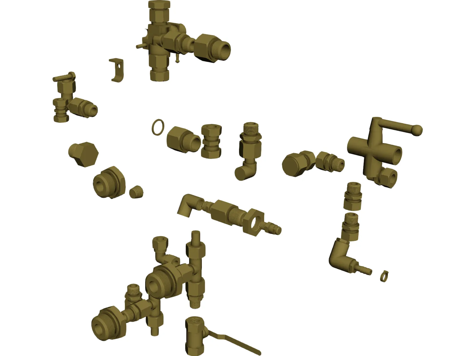 Pipe Couplings Set 3D Model main preview