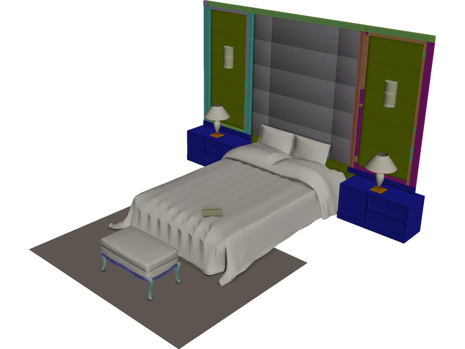 Bedroom Set 3D Model main preview