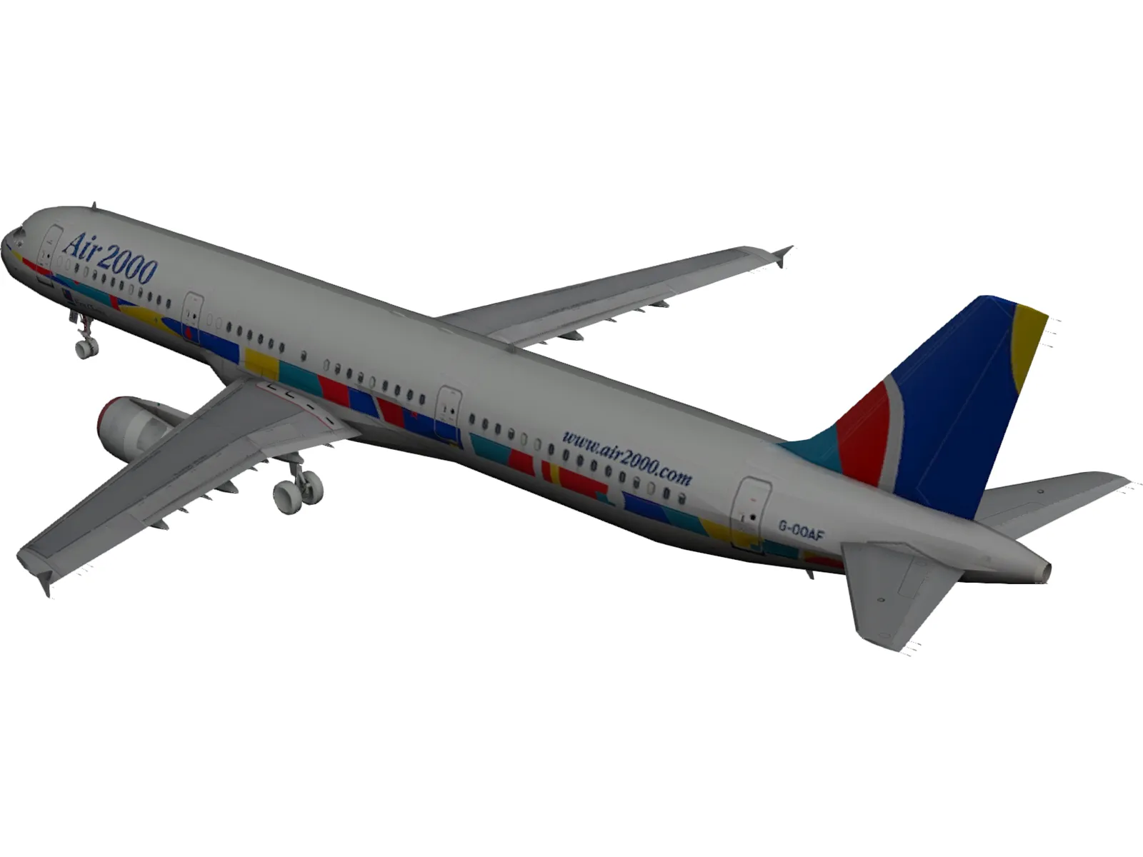 Airbus A321 Air 2000 3D Model main preview
