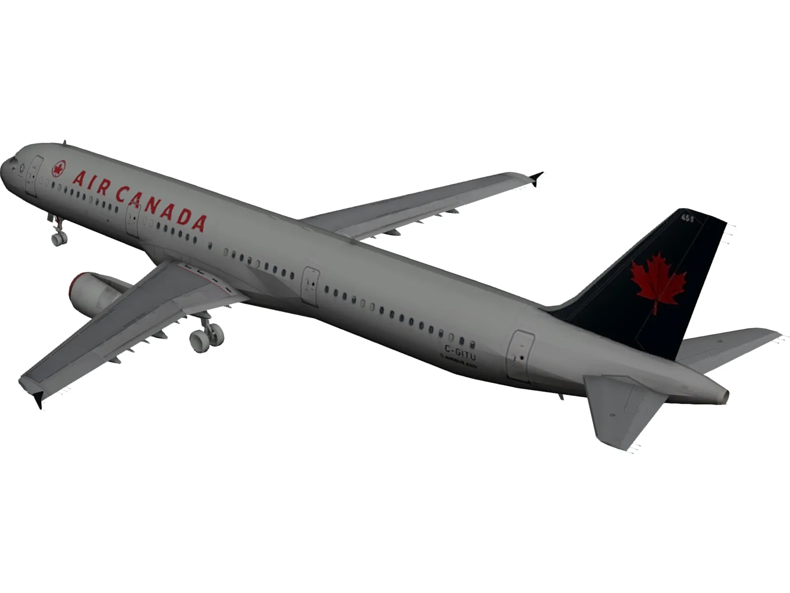Airbus A321 Air Canada 3D Model main preview