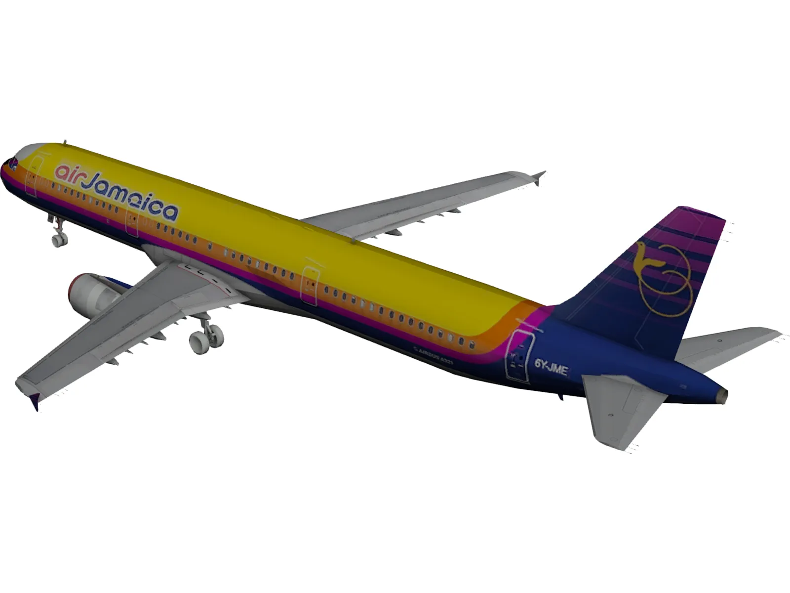 Airbus A321 Air Jamaica 3D Model main preview