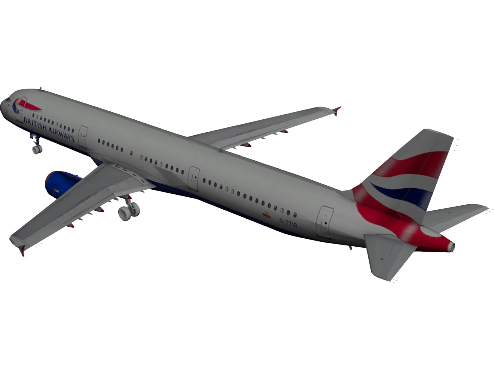 Airbus A321 British Airways 3D Model main preview
