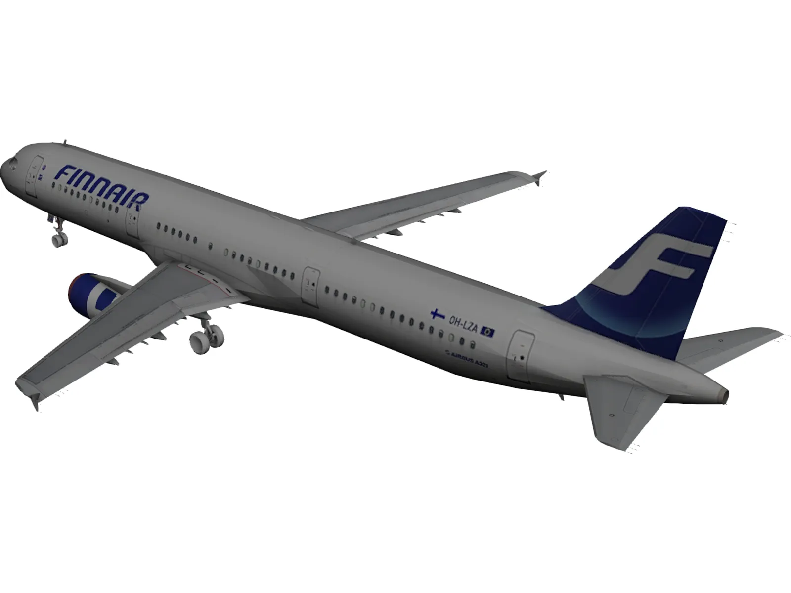 Airbus A321 FinnAir 3D Model main preview