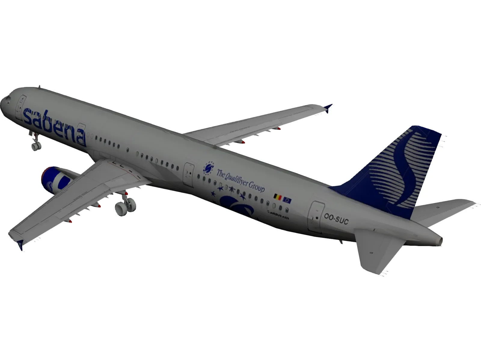 Airbus A321 Sabena 3D Model main preview