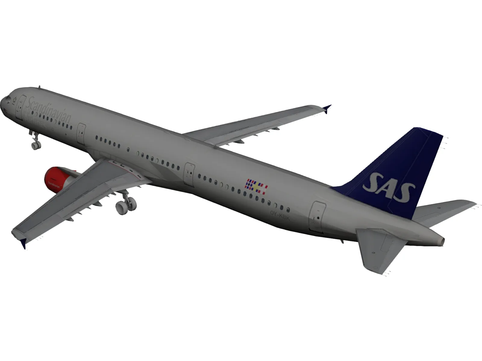 Airbus A321 SAS 3D Model main preview