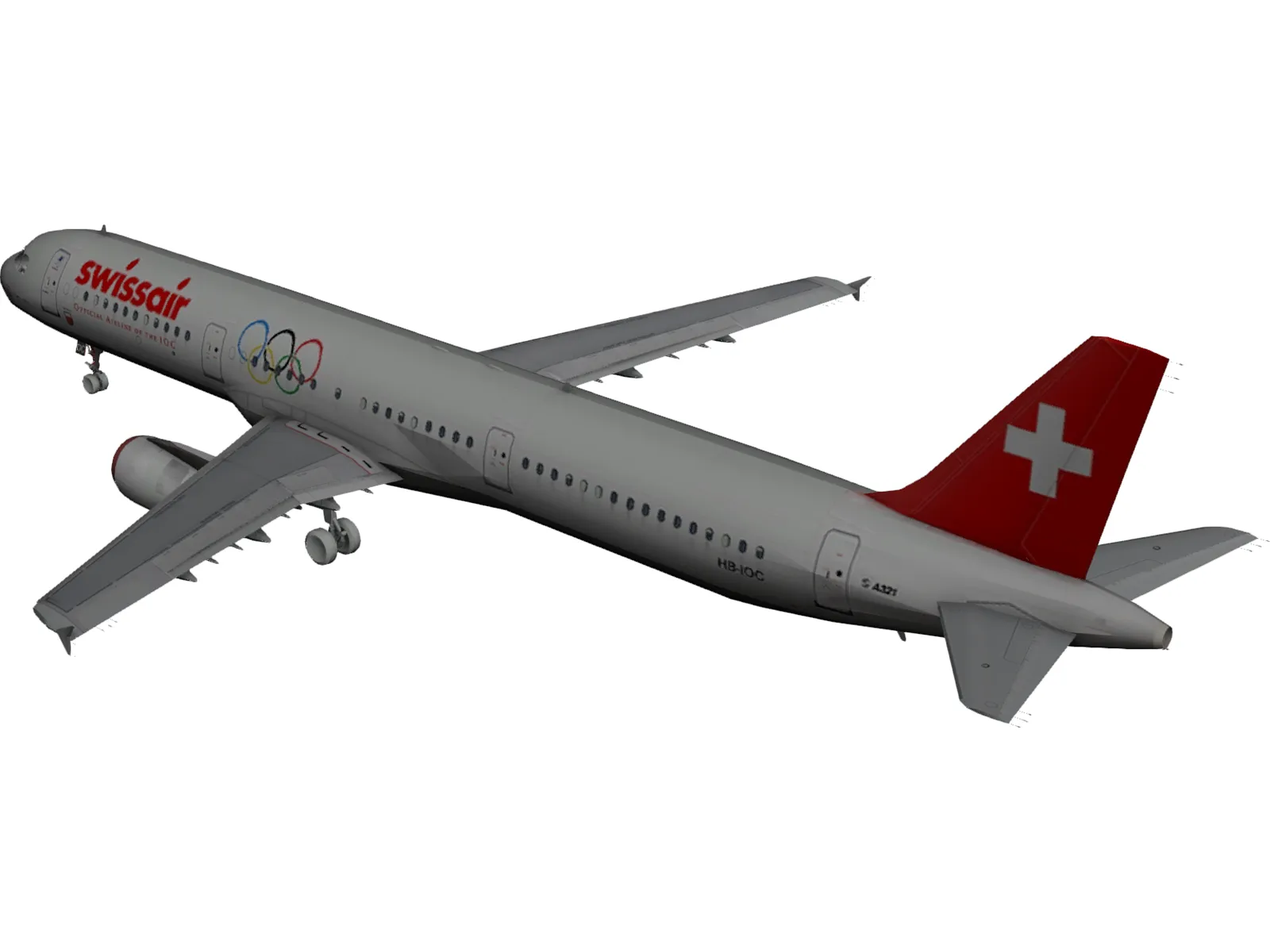 Airbus A321 SwissAir 3D Model main preview
