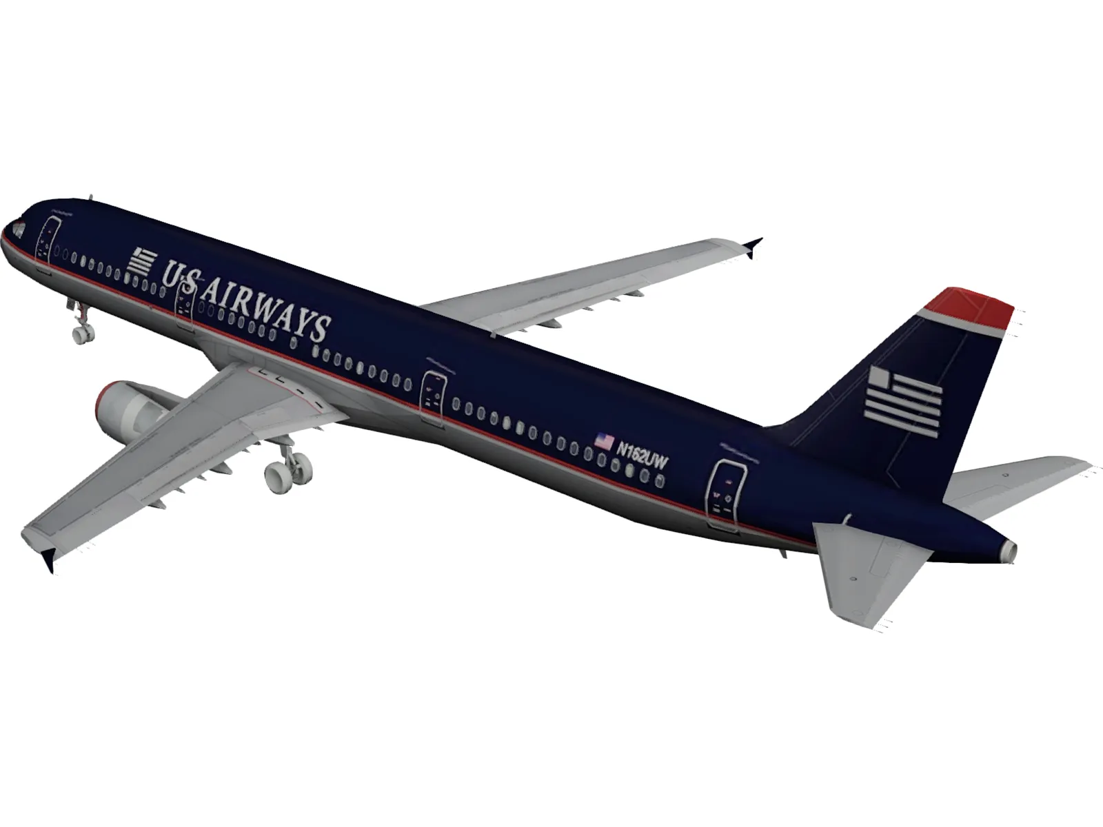 Airbus A321 US Airways 3D Model main preview