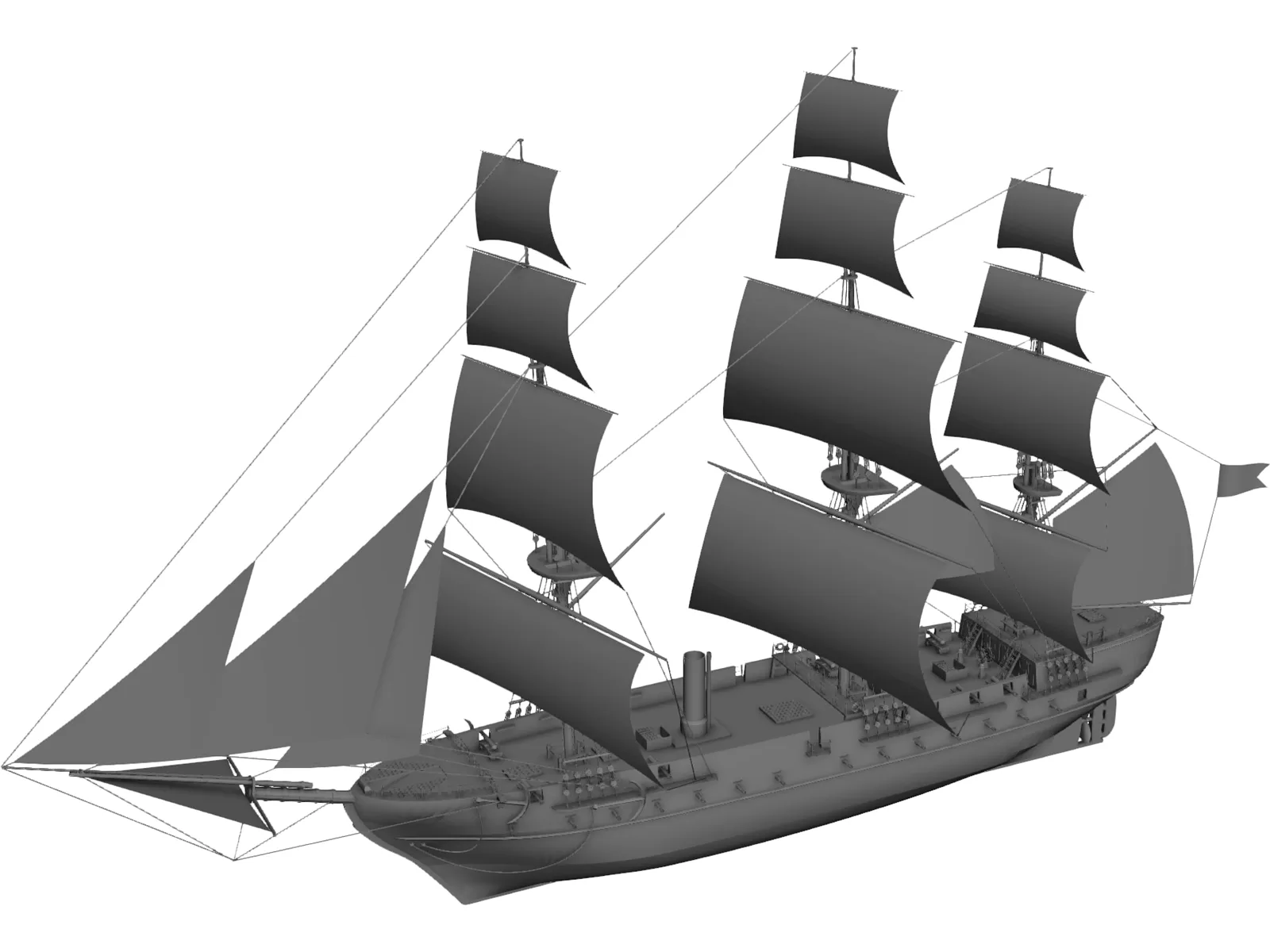 Turk Ship 3D Model main preview