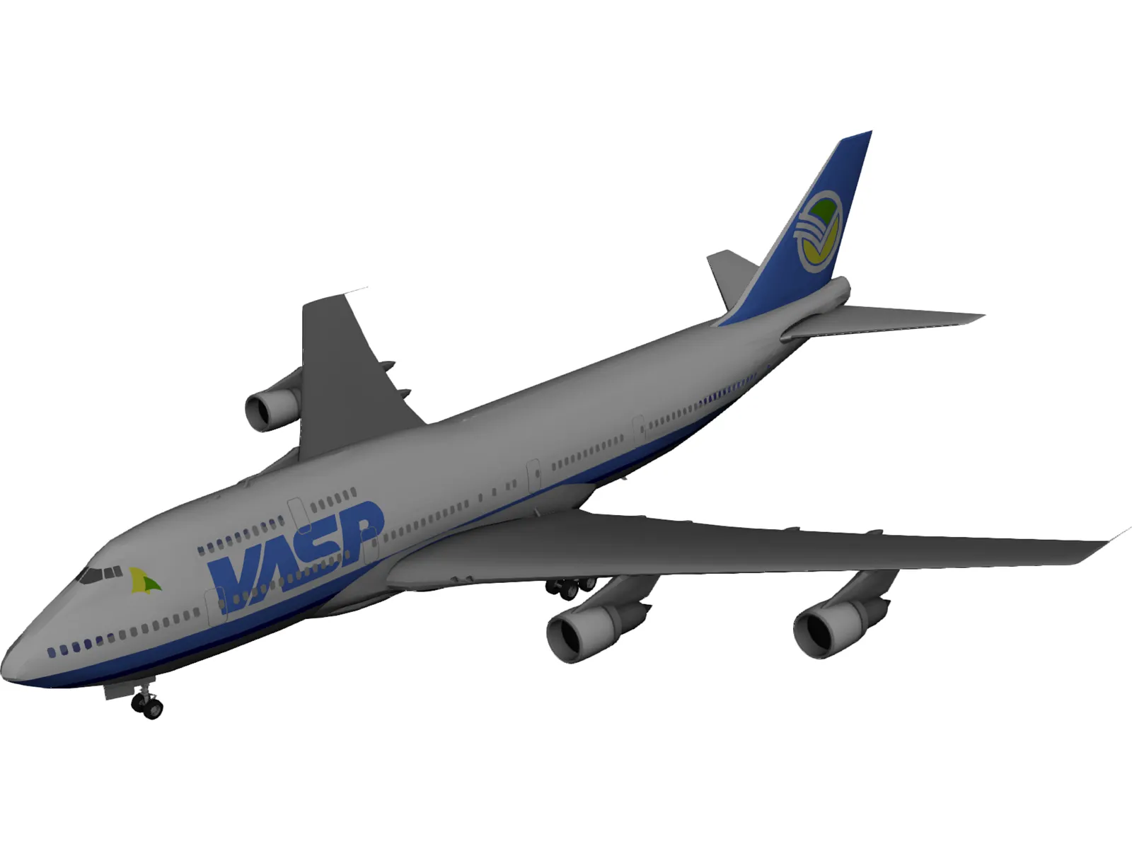 Boeing 747-400 VASP Brasil 3D Model main preview