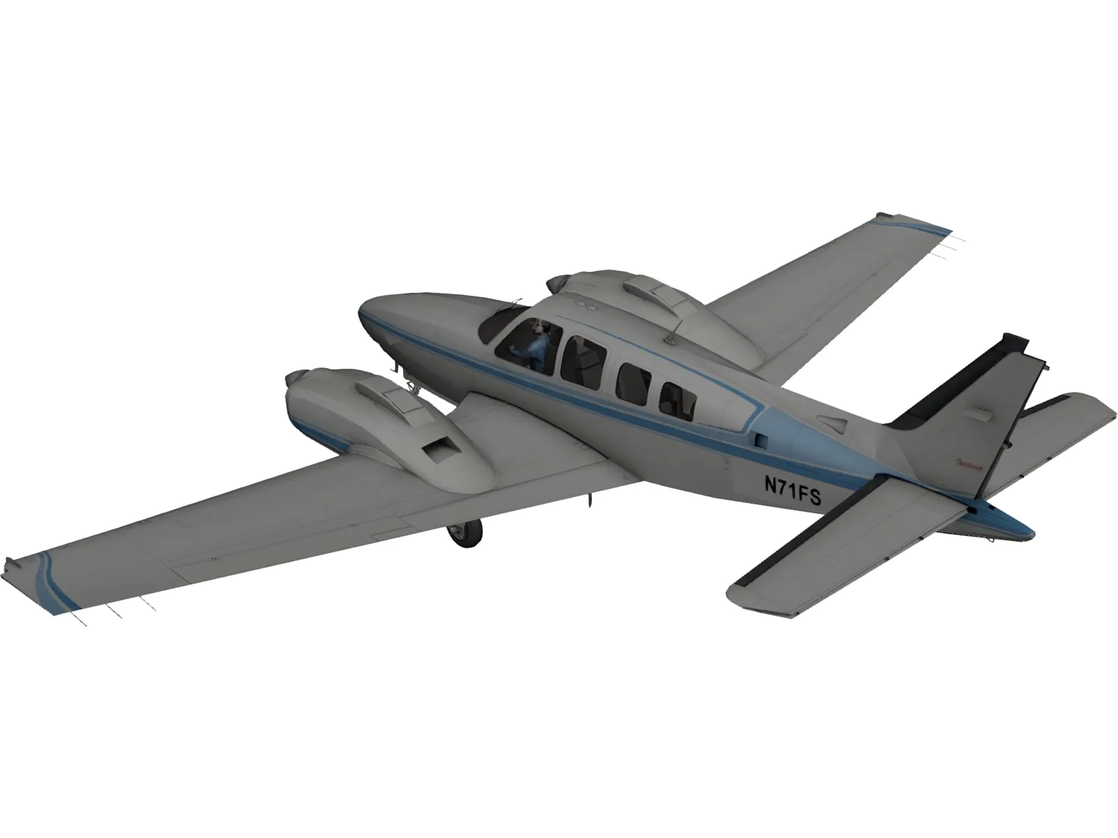 Beechcraft Baron B58 3D Model main preview