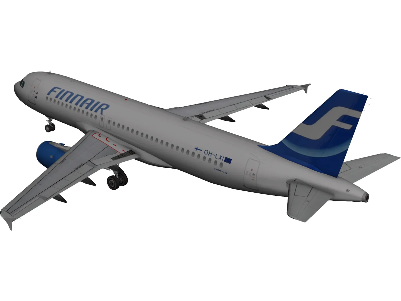 Airbus A320 FinnAir 3D Model main preview