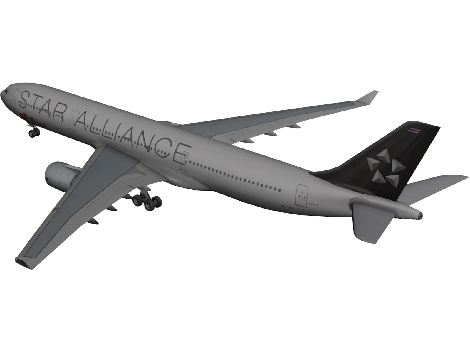 Airbus A330-300 Thai 3D Model main preview