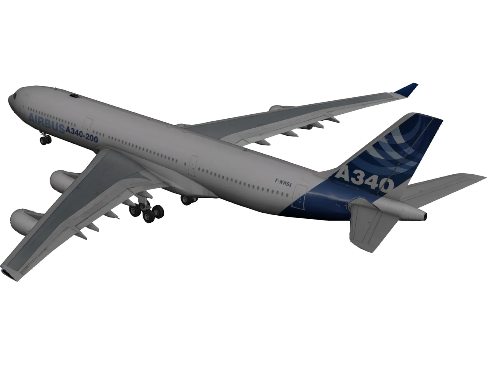 Airbus A340-200 3D Model main preview