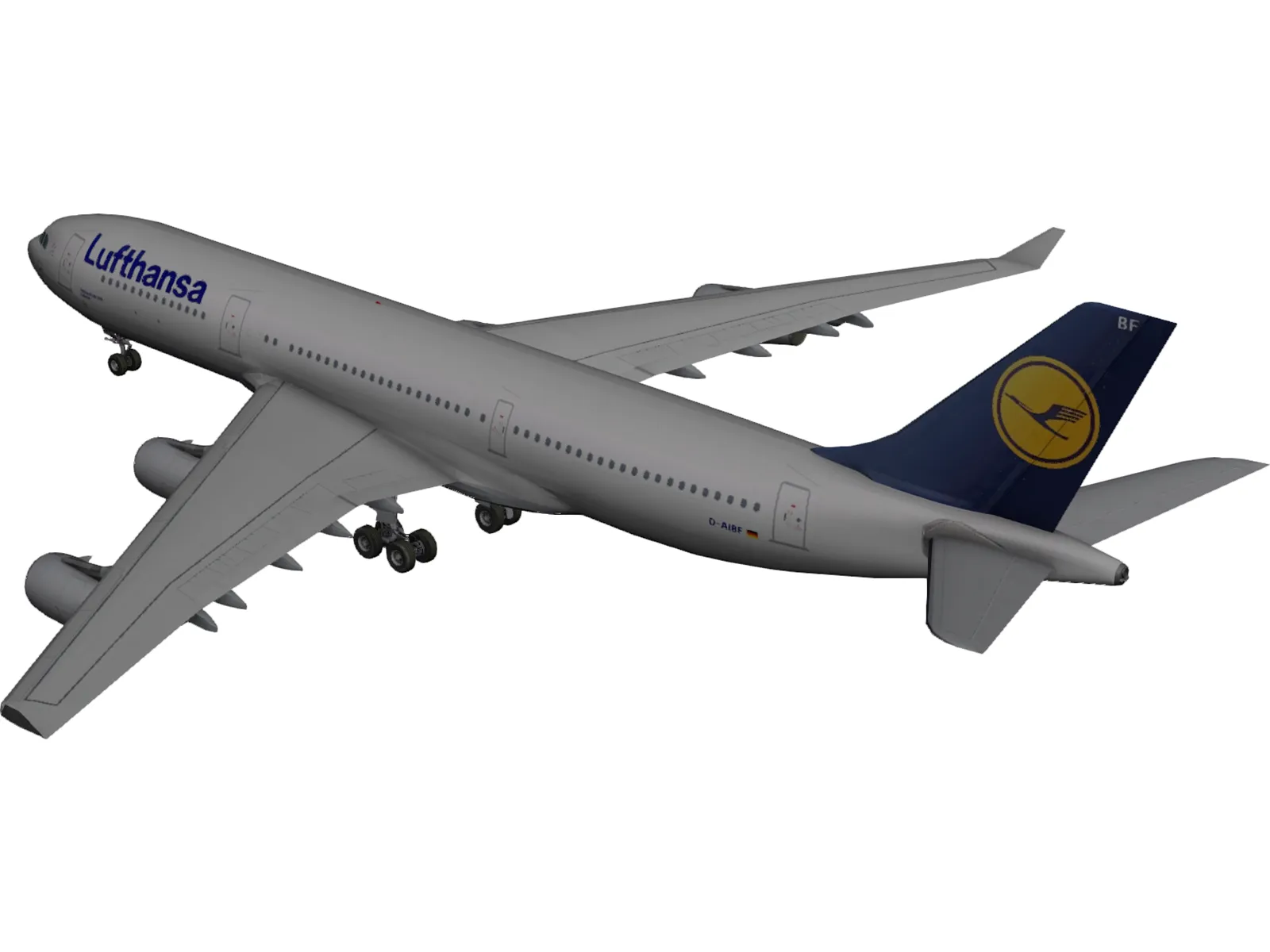Airbus A340-200 Lufthansa 3D Model main preview