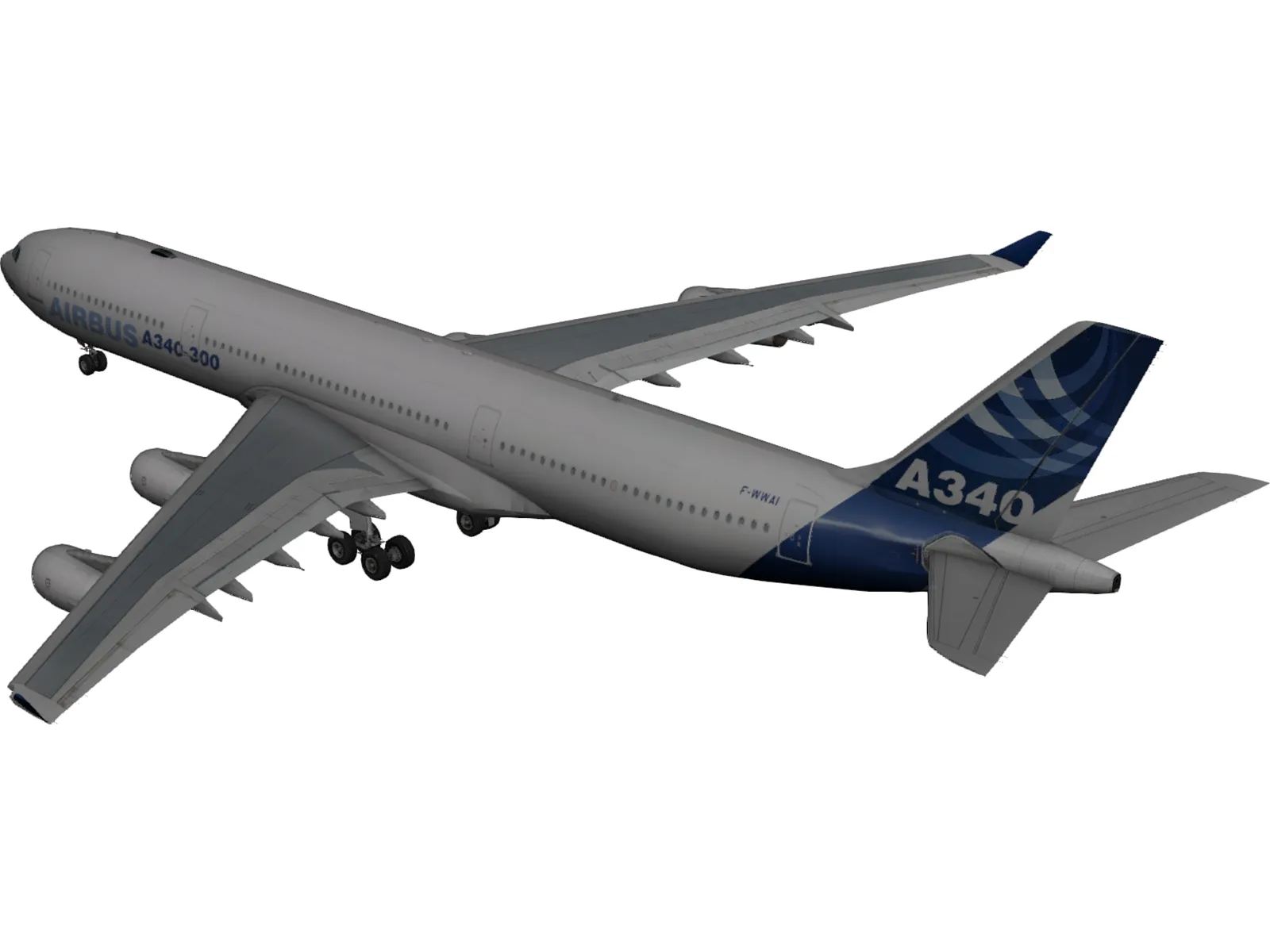 Airbus A340-300 3D Model main preview