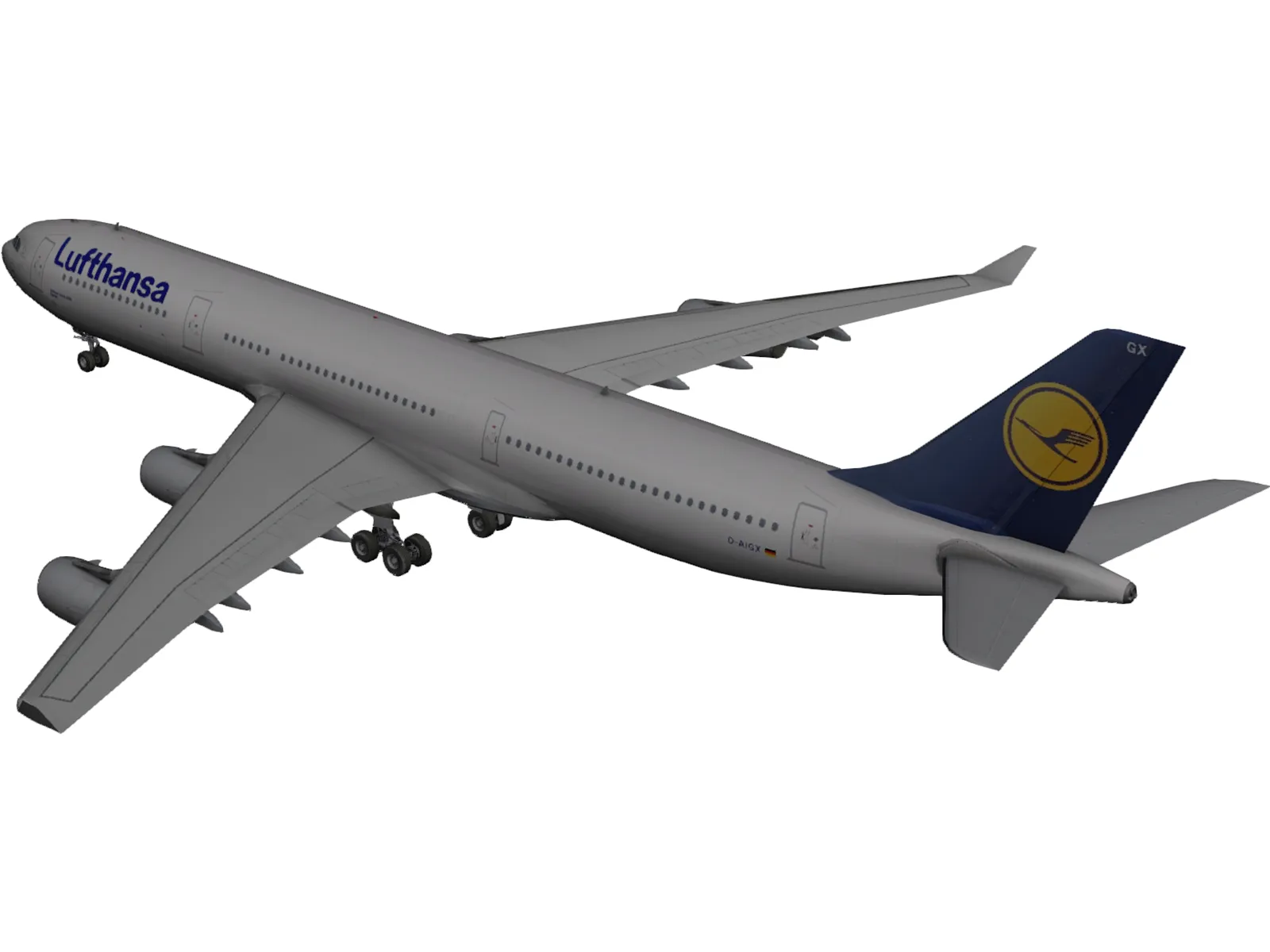 Airbus A340-300 Lufthansa 3D Model main preview