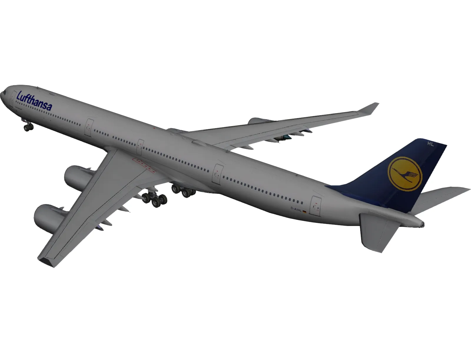 Airbus A340-600 Lufthansa 3D Model main preview