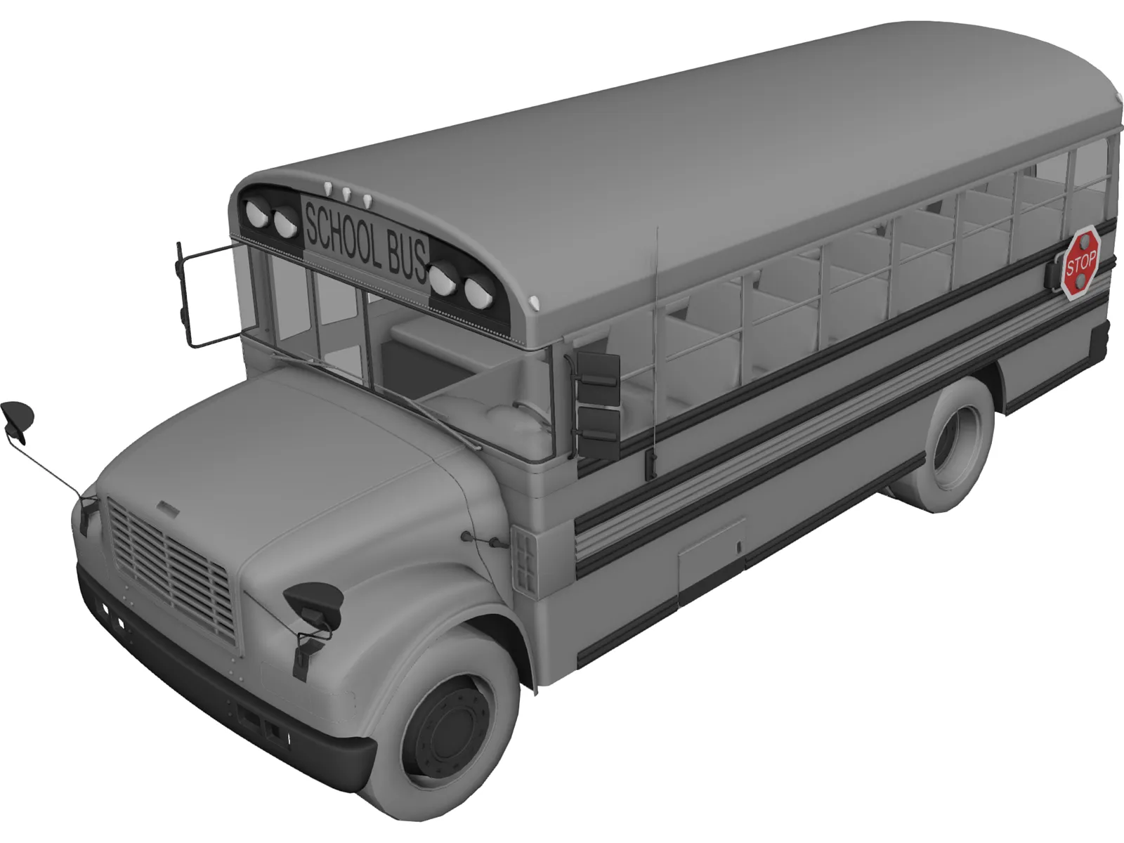 School Bus 3D Model main preview