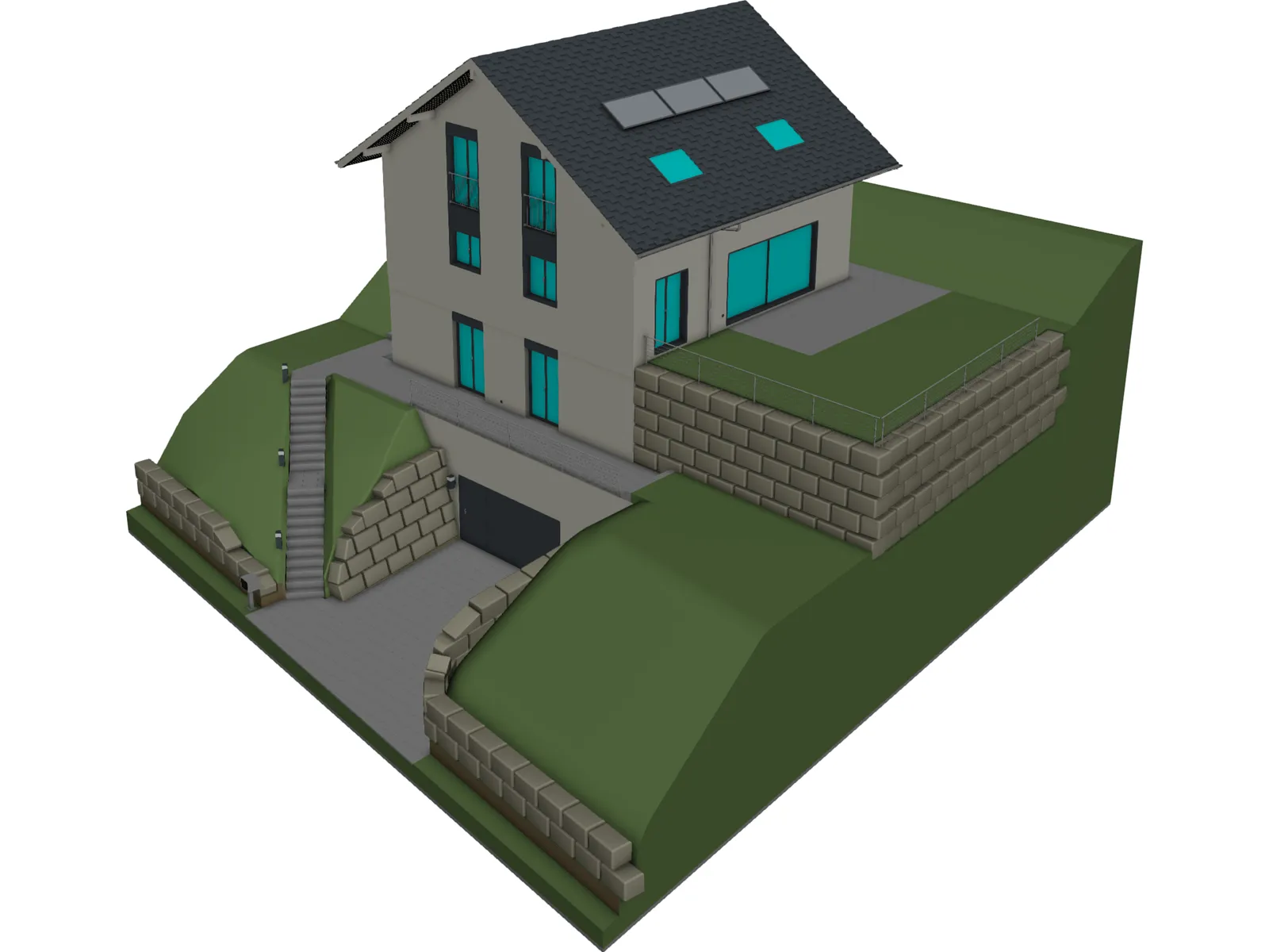Detached House 3D Model main preview