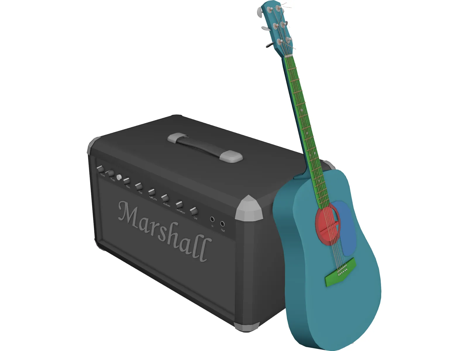 Guitar and Amp Marshall 3D Model main preview