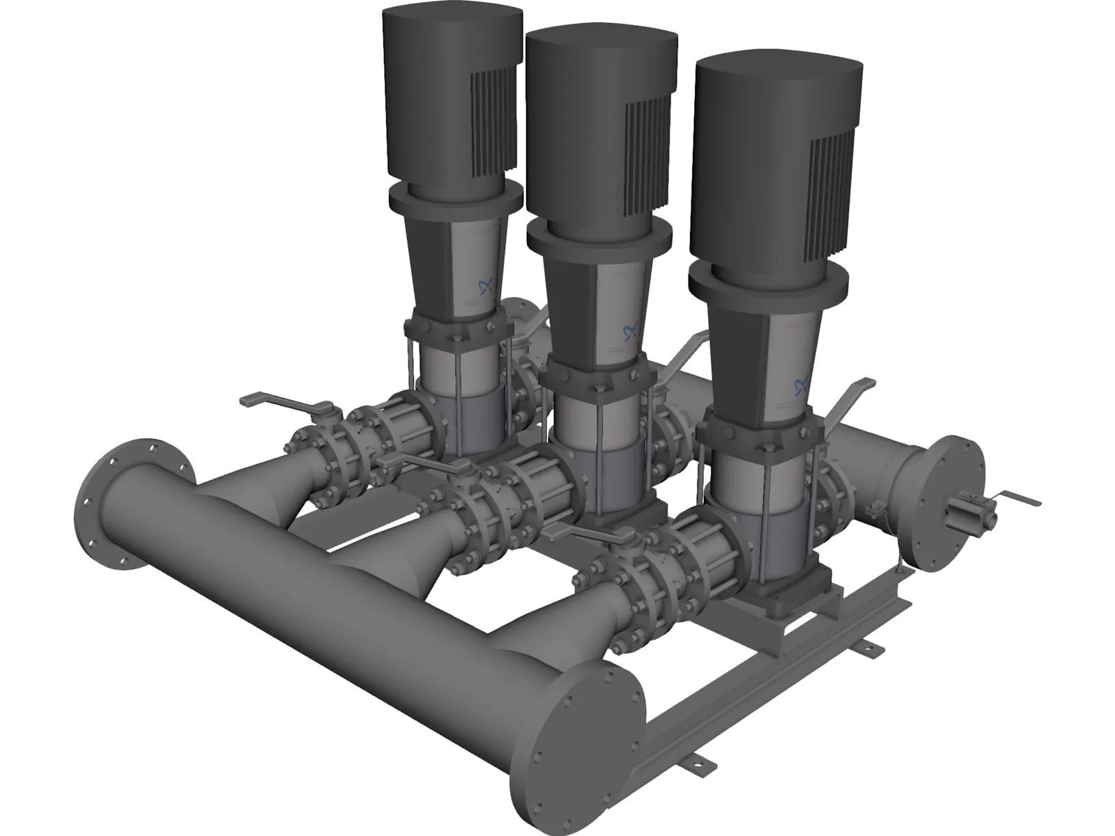 Grundfos Pump Set 3D Model main preview