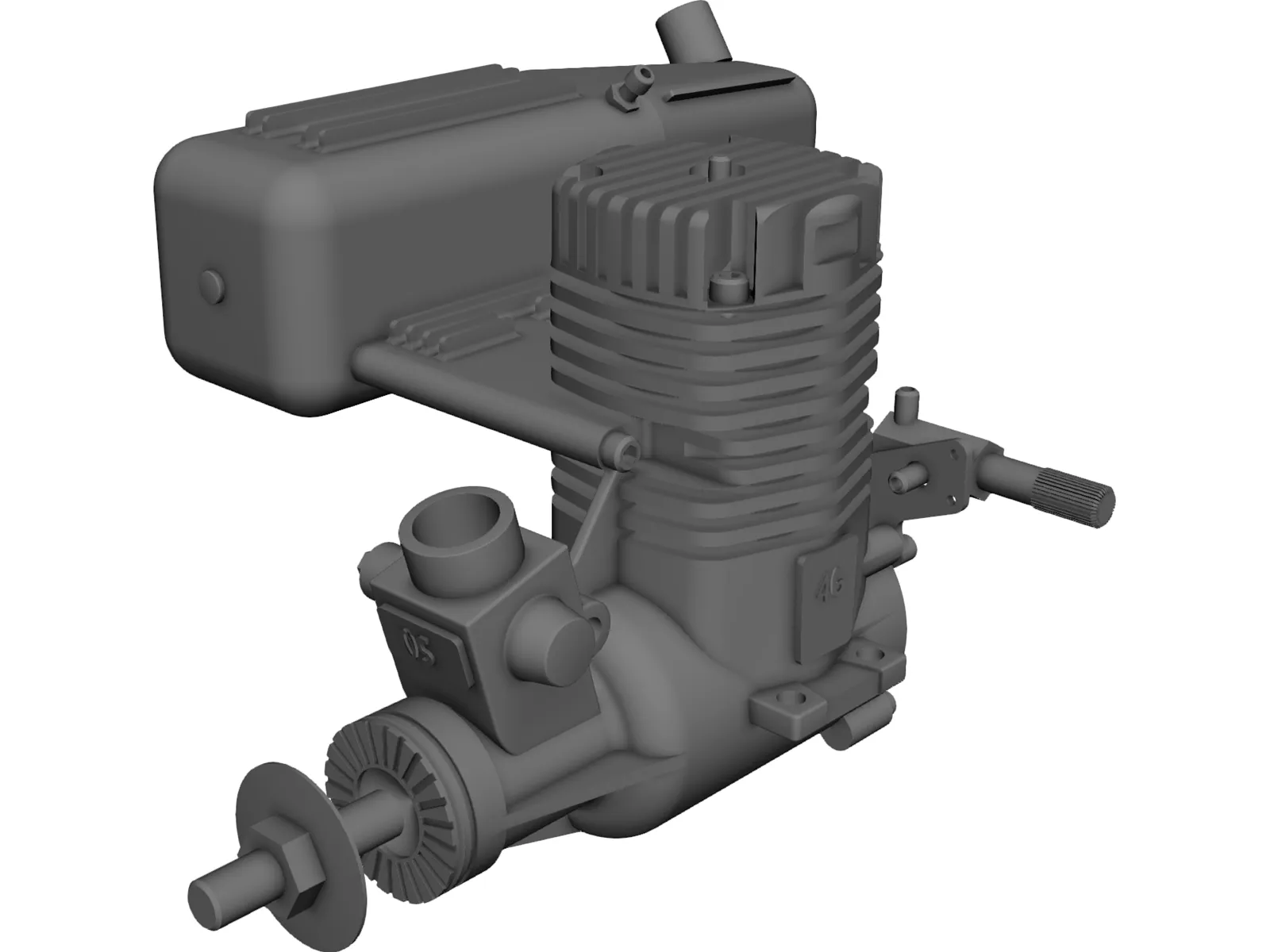 RC OS .50 Engine with Standard Muffler 3D Model main preview