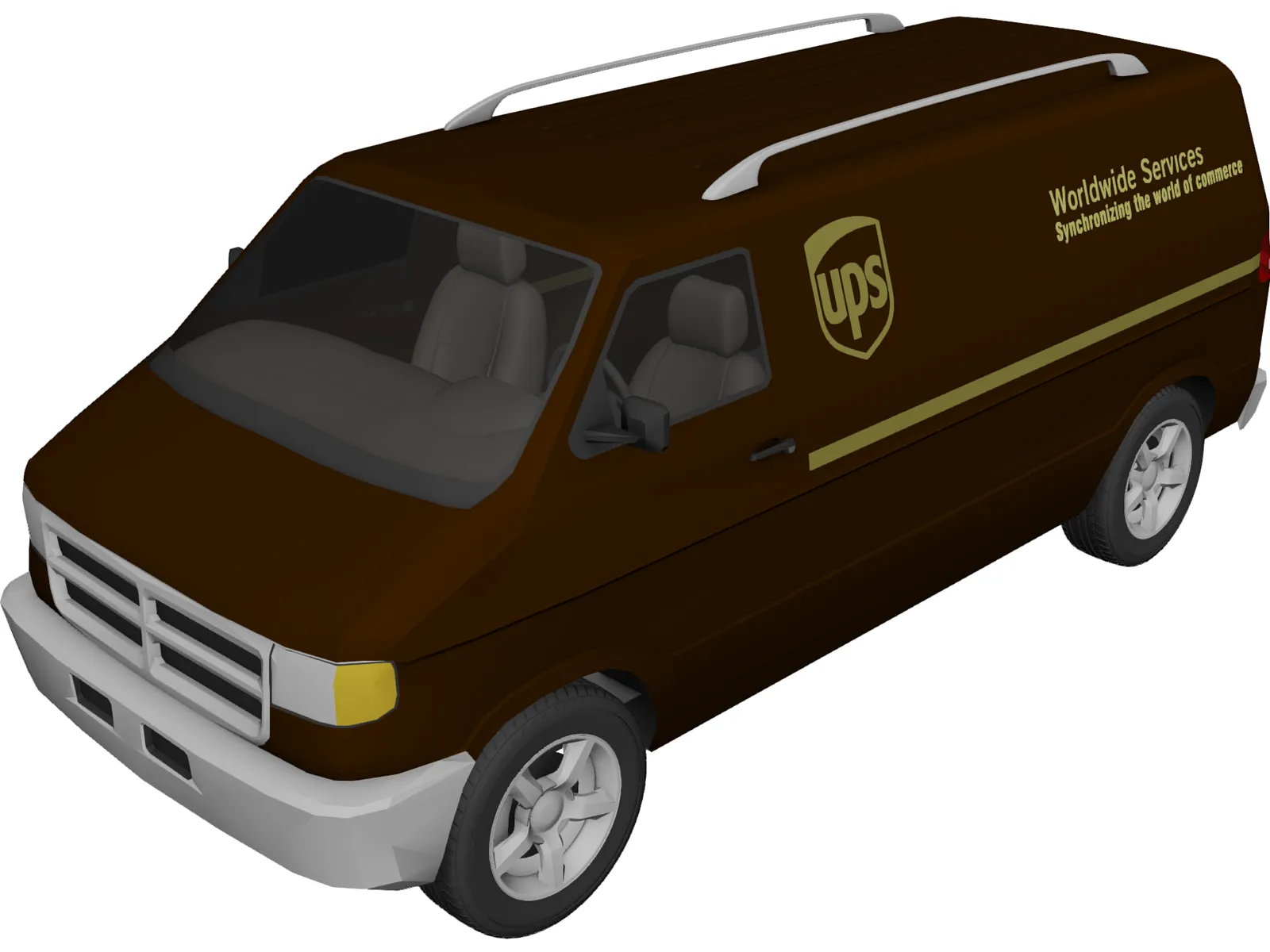 Dodge Ram Van (UPS) 3D Model main preview
