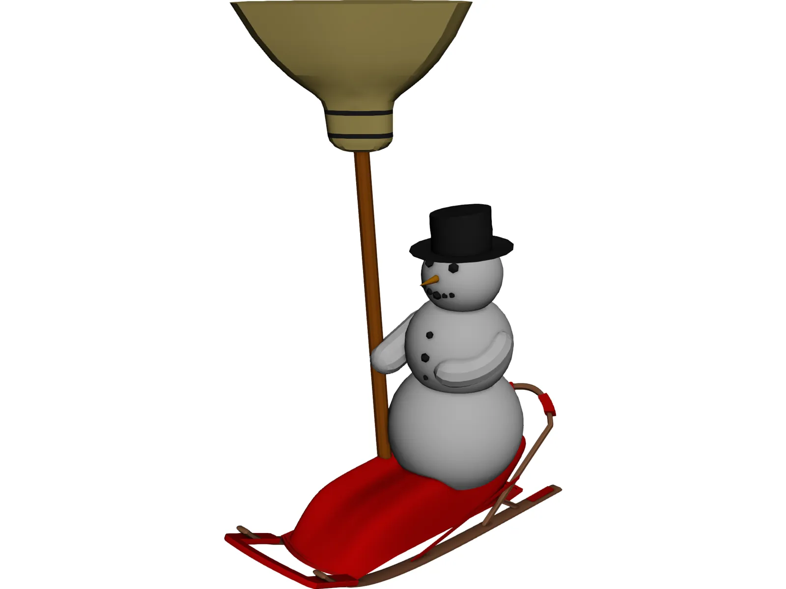 Snowman on a Snow Sled 3D Model main preview