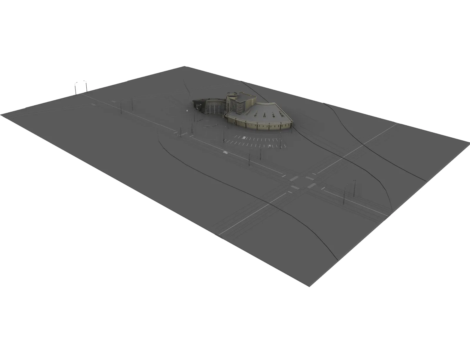 Exhibition Building 3D Model main preview