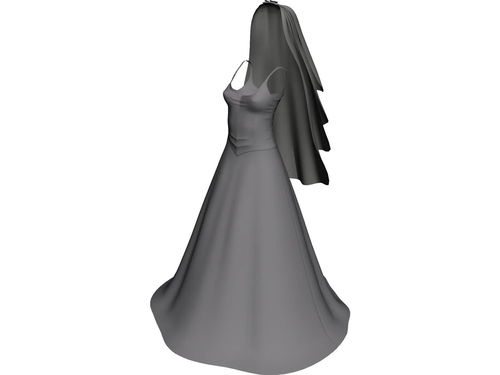 Wedding Dress 3D Model main preview