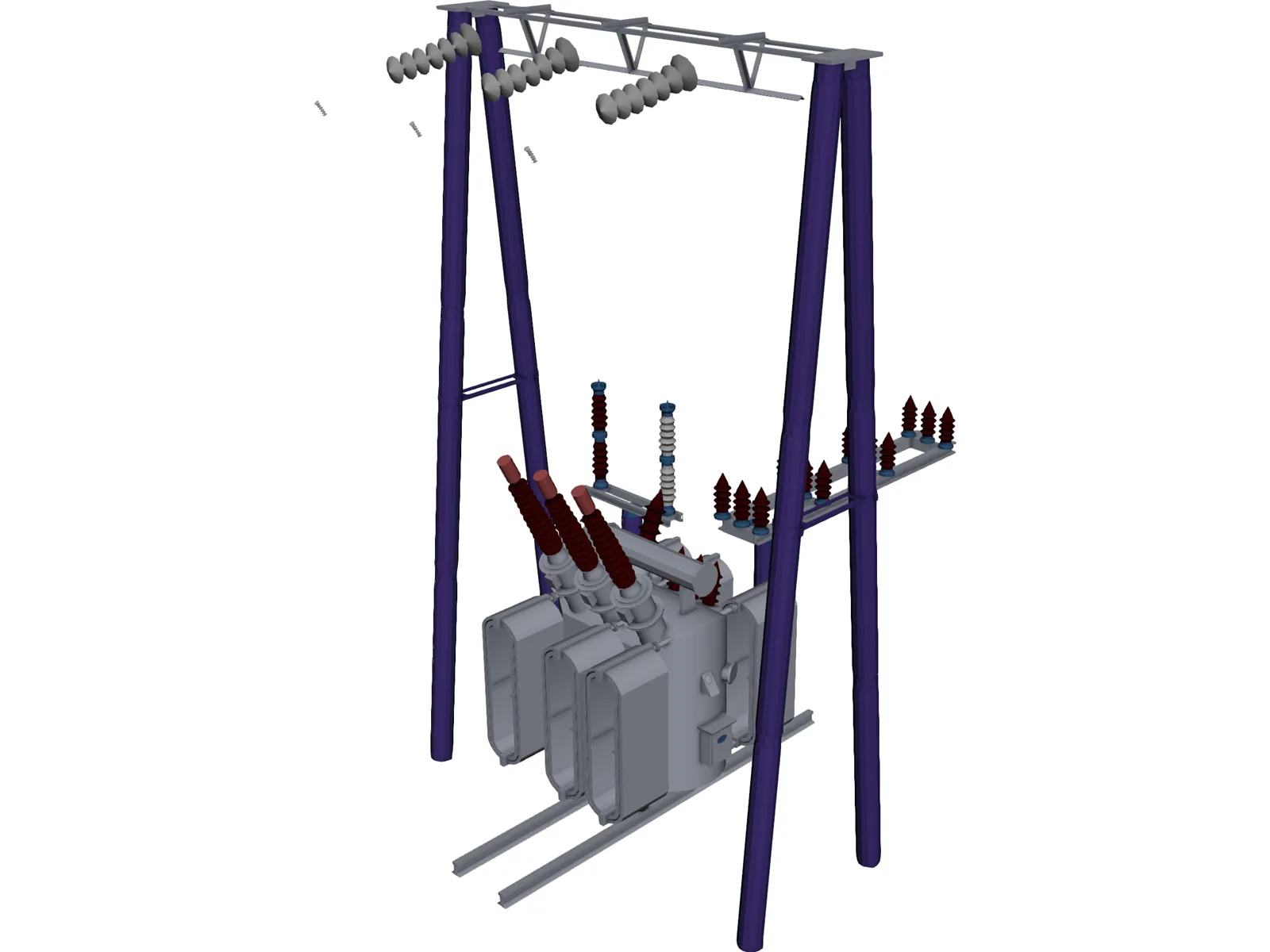 Electric High-voltage Transformers 3D Model main preview