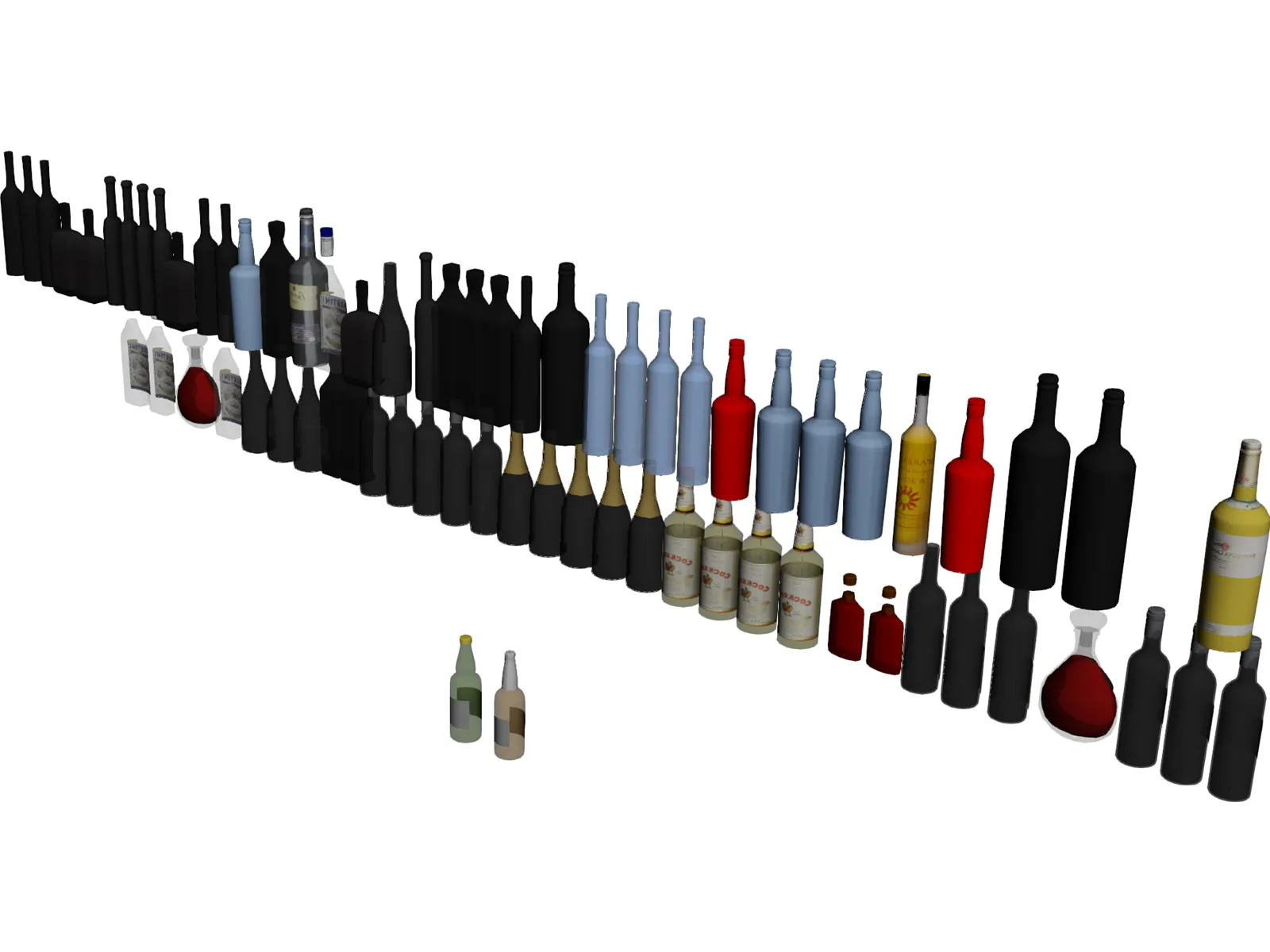 Bar Bottles Collection 3D Model main preview