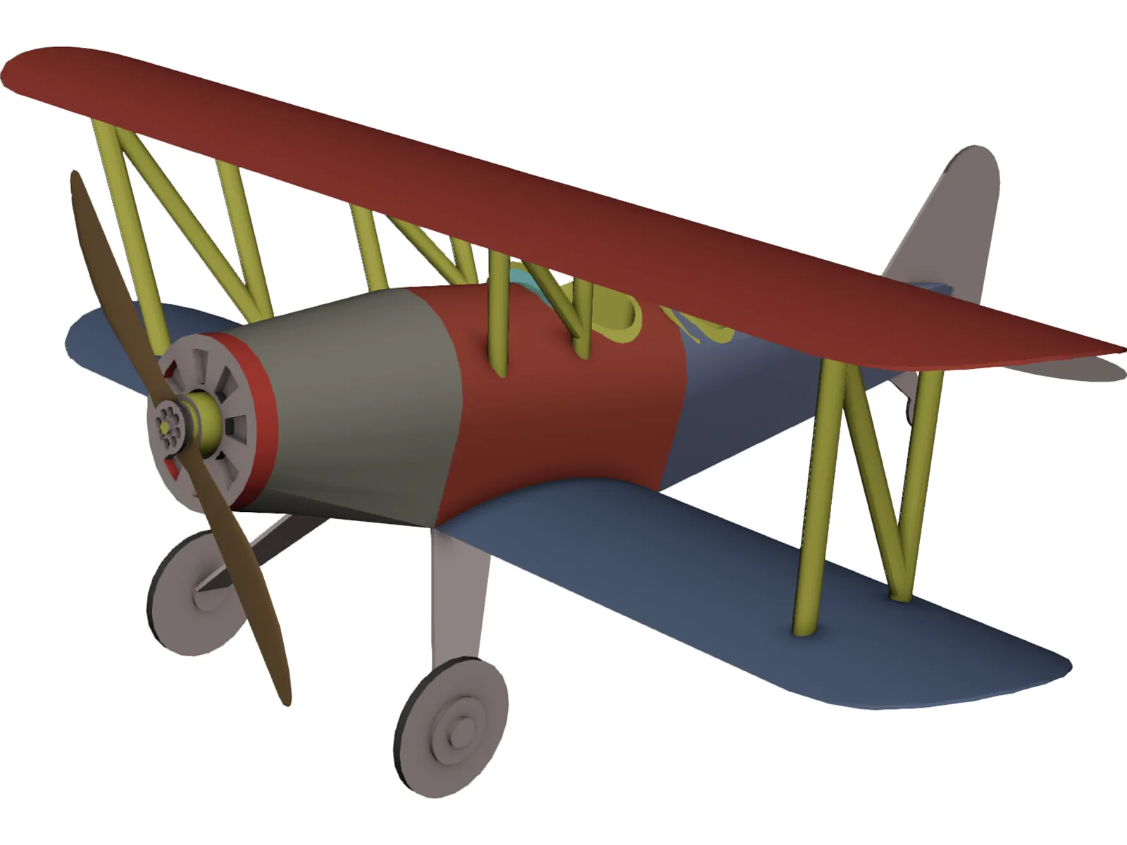 Mickys Doppeldecker Airplane 3D Model main preview