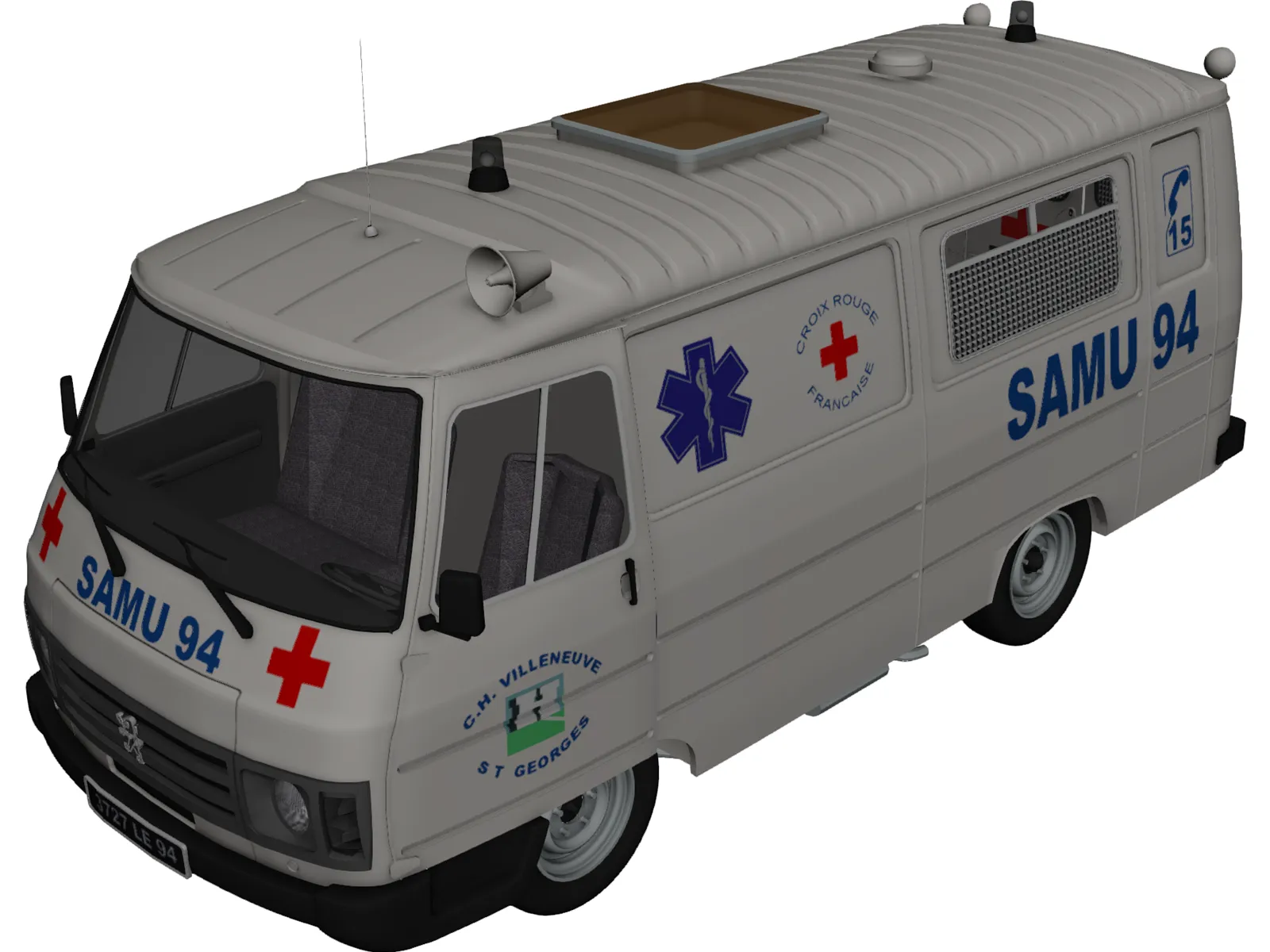Ambulance Peugeot 3D Model main preview