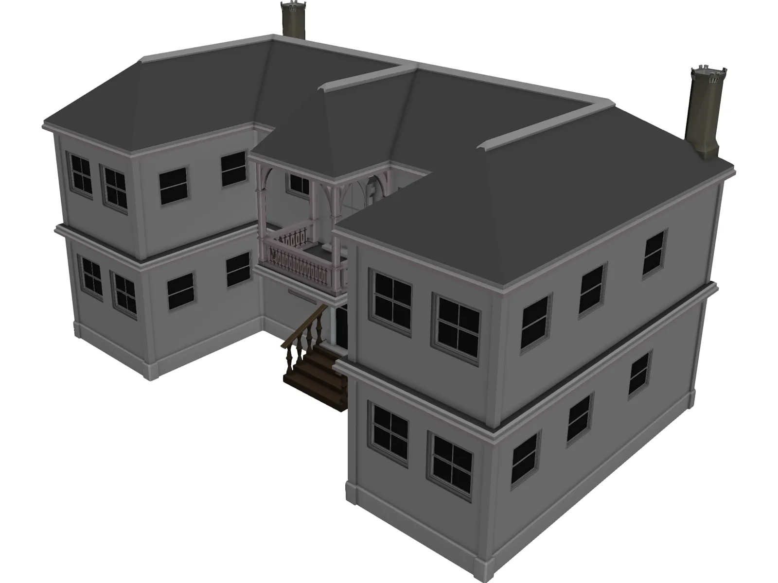 2-Story Vacation House 3D Model main preview
