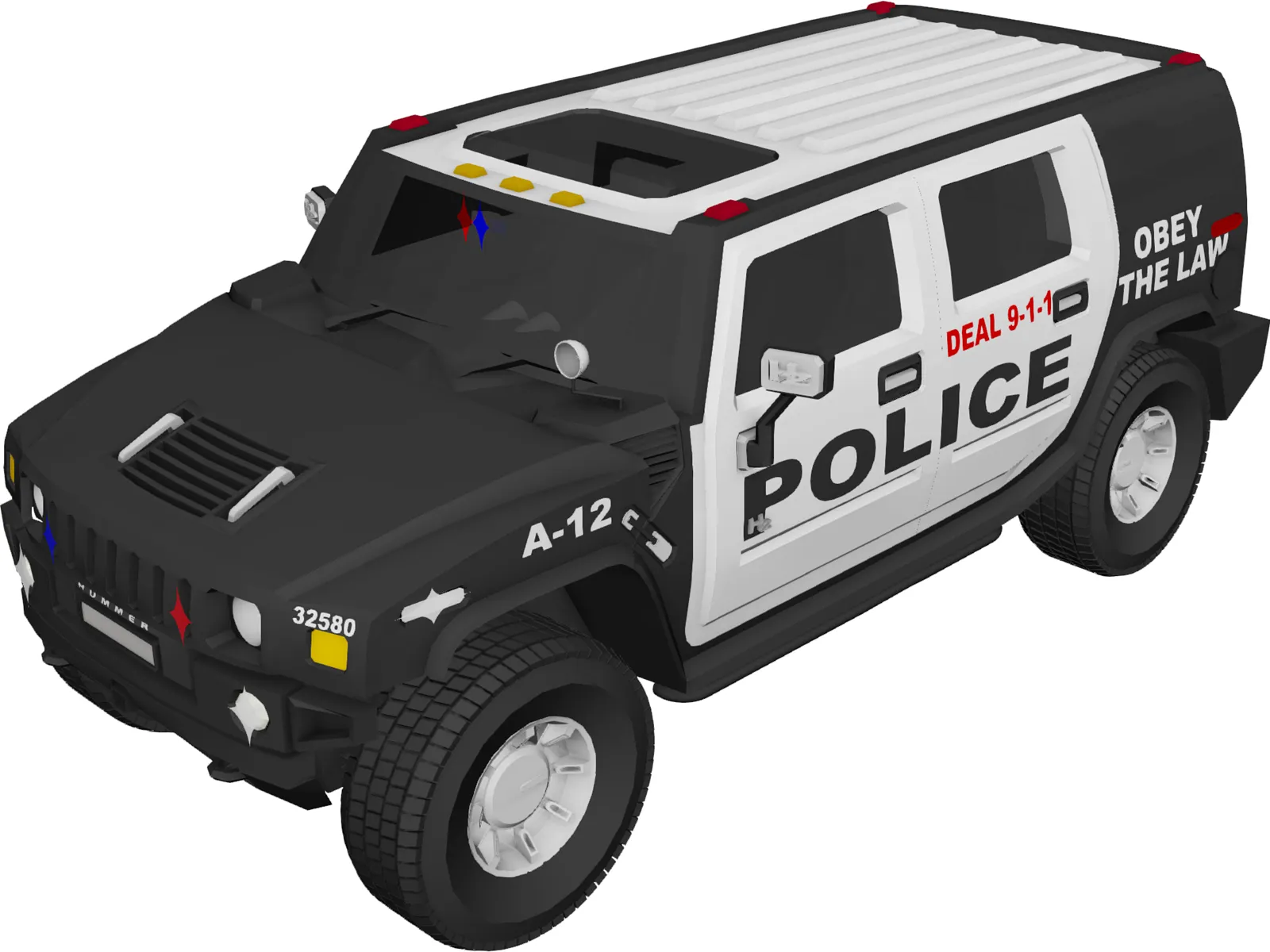 Hummer H2 Police 3D Model main preview
