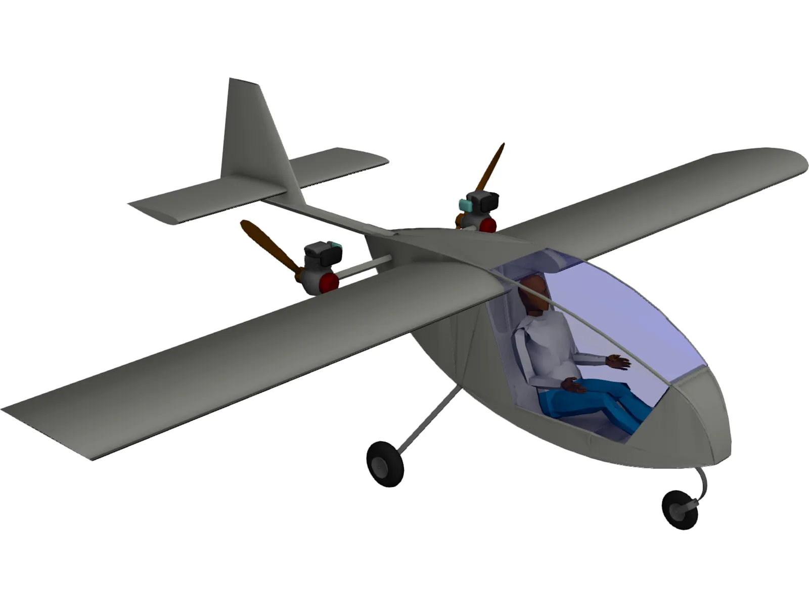 Manticore Single Seat Twin Pusher Aeroplane 3D Model main preview
