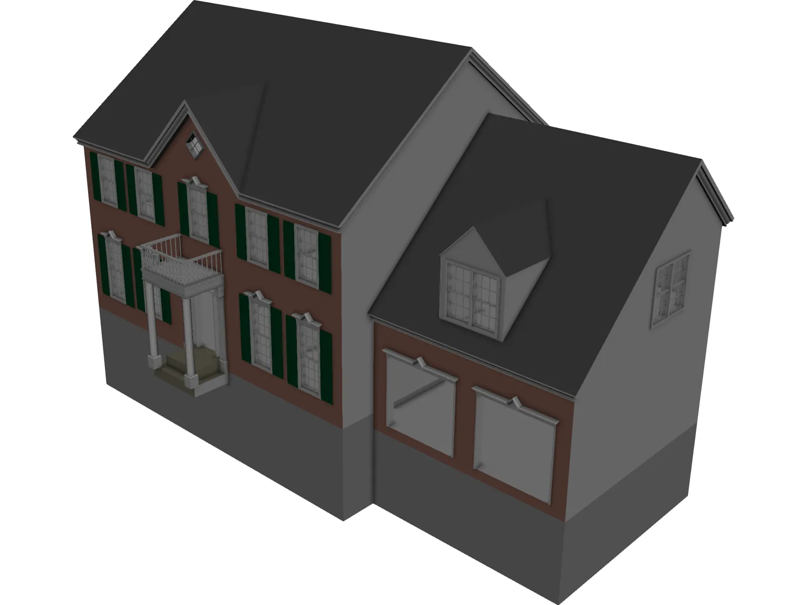 House with 2 Separate Garages 3D Model main preview
