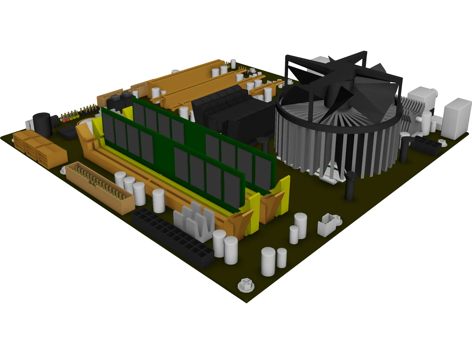 microATX Intel System Board 3D Model main preview