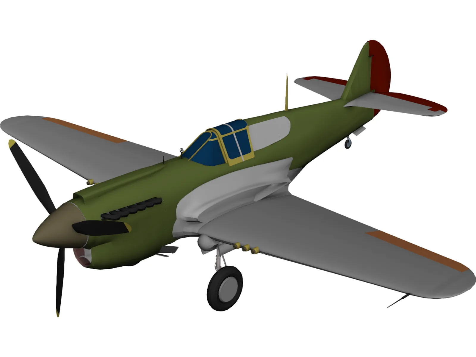 Curtiss P-40E 3D Model main preview