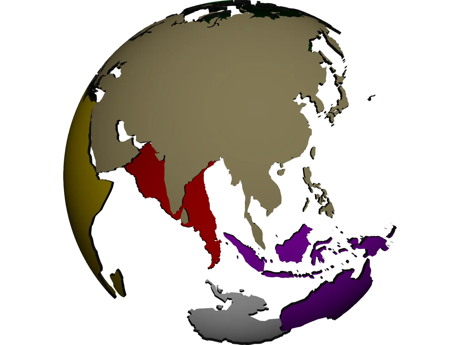 Globe Land Masses 3D Model main preview