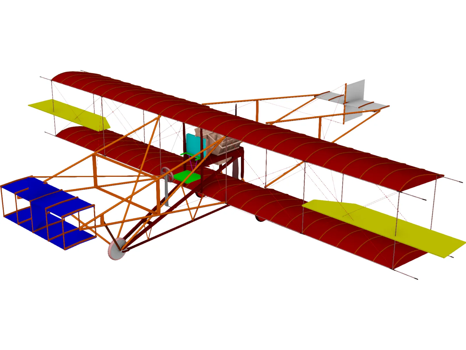 Biplane Curtis Pusher 3D Model main preview