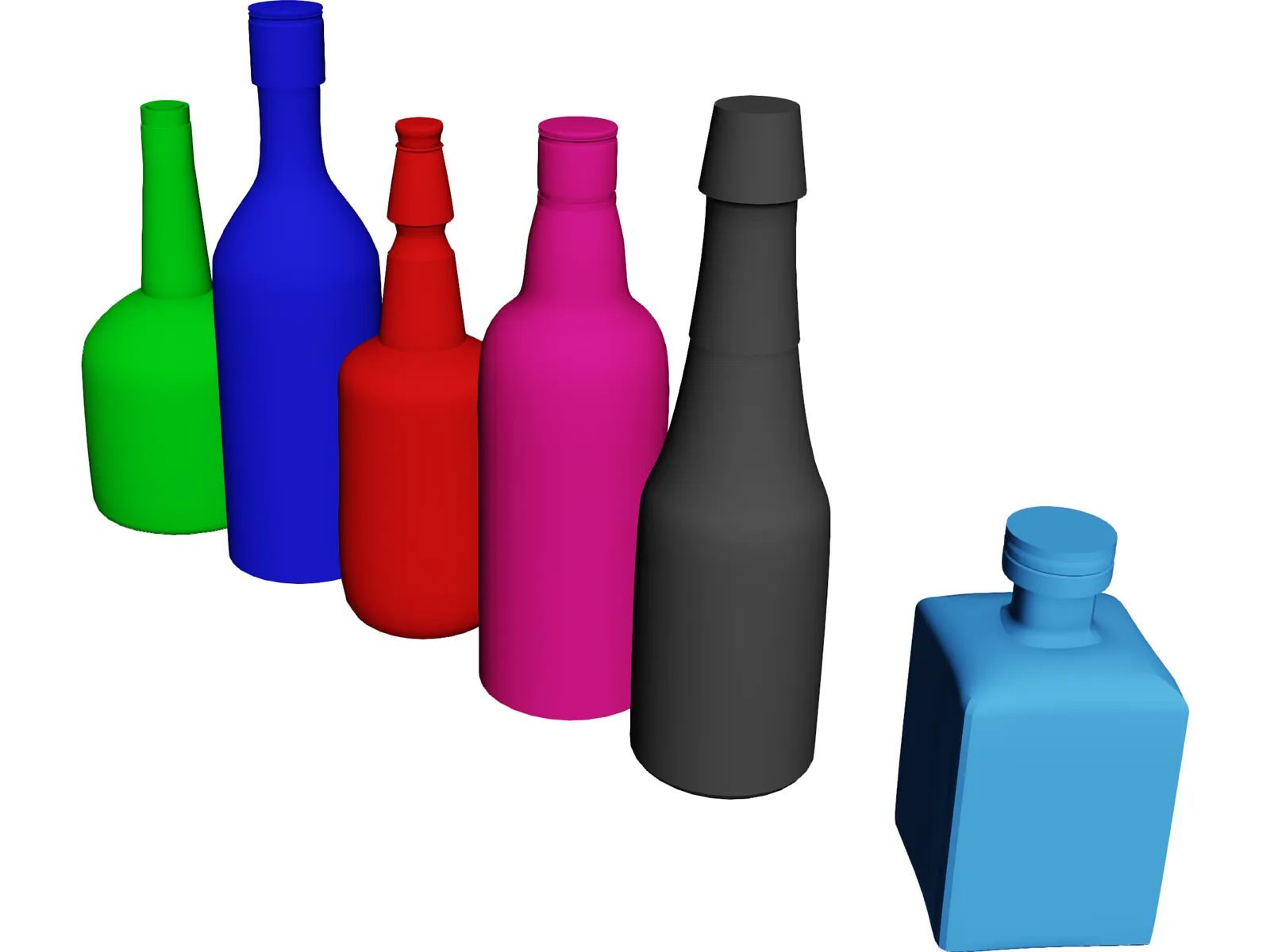 Bottles 3D Model main preview