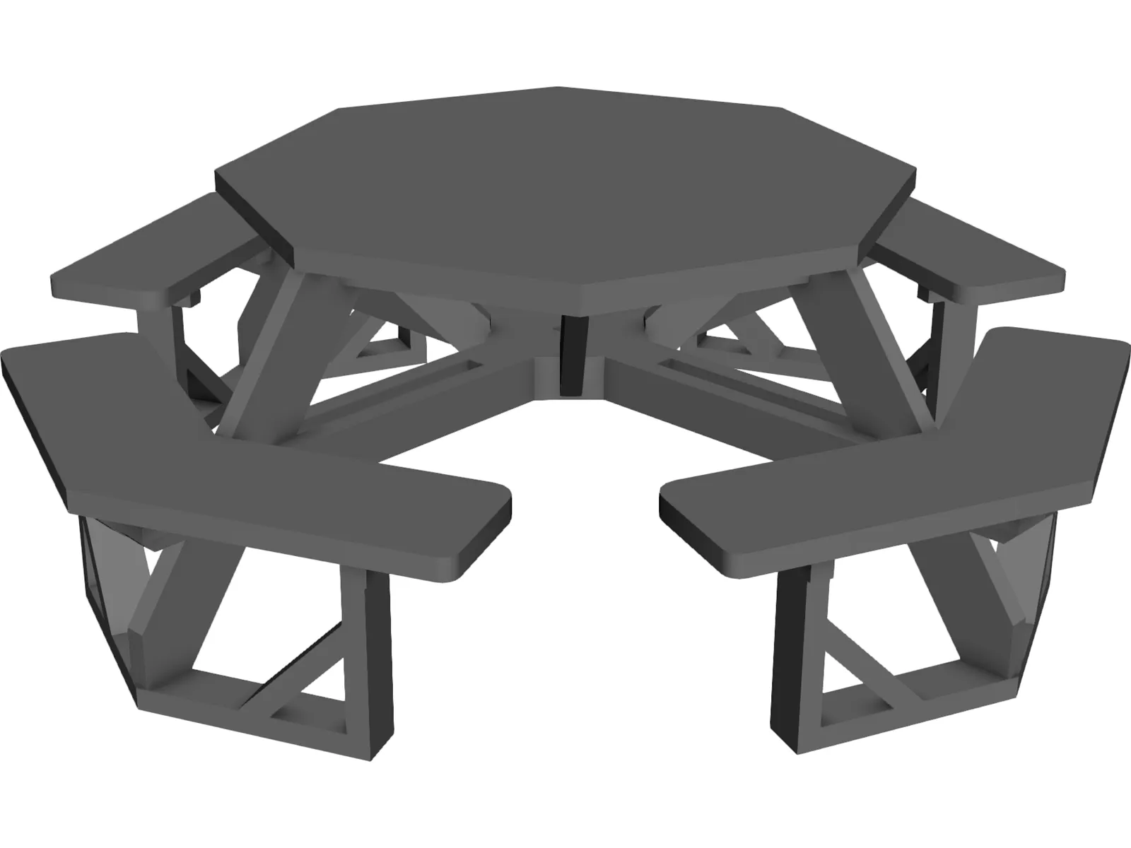 Octogonal Garden Table 3D Model main preview